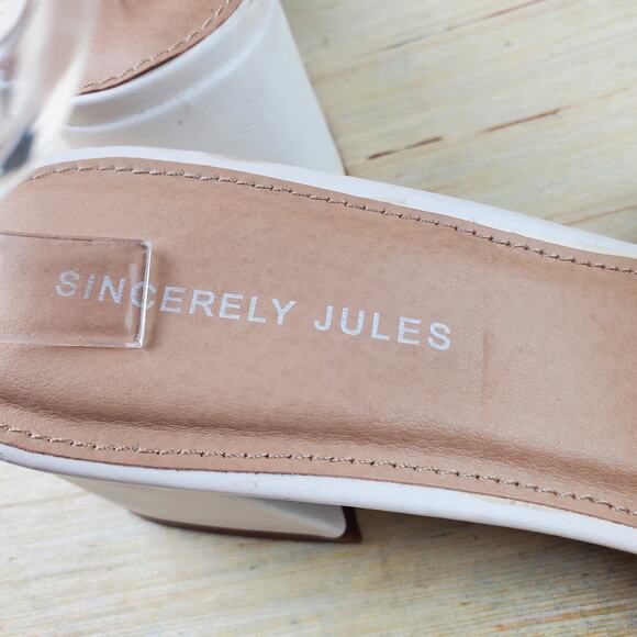 SINCERELY JULES | Braided Strap | White | Mule Heel Sandals | Size 8.5 - Picture 7 of 7
